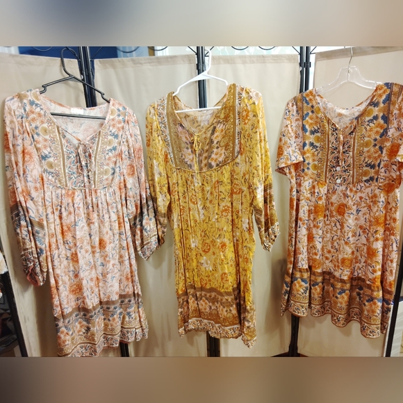 3 Floral Bohemian Women Dresses Multicolor - Picture 2 of 7